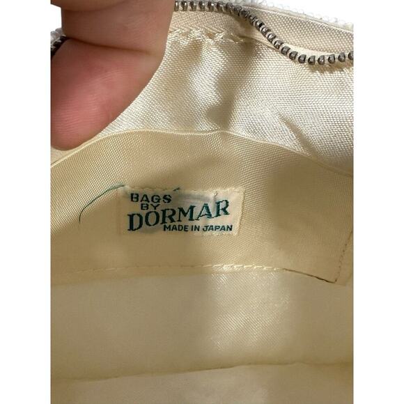 Vintage Bags By Dormar Japan Cream Floral Beaded Zipper Pouch Evening - Picture 7 of 9